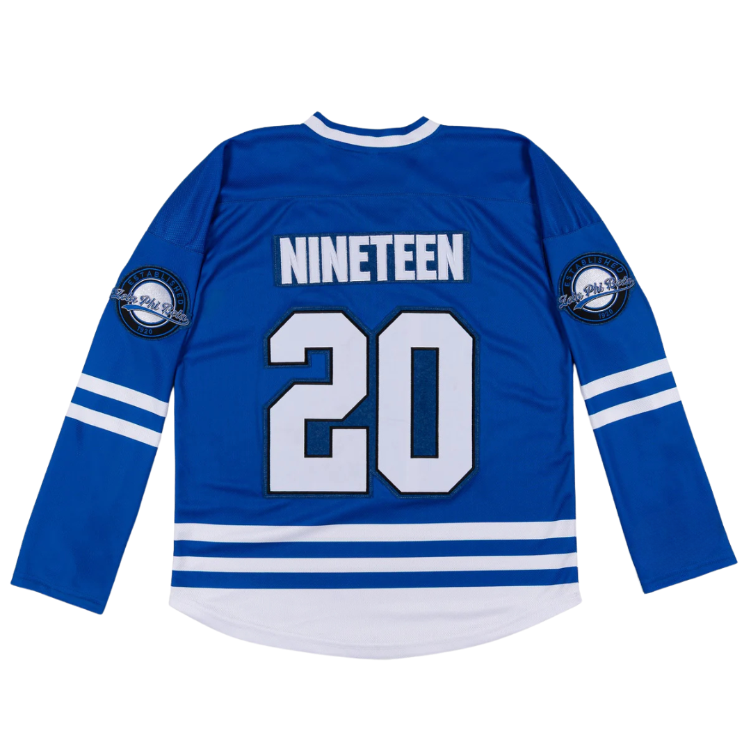 Power Punch Vintage Zeta Phi Beta Ice Hockey Jersey Womens Greek Sorority Long Sleeve Athletic - Angle 2