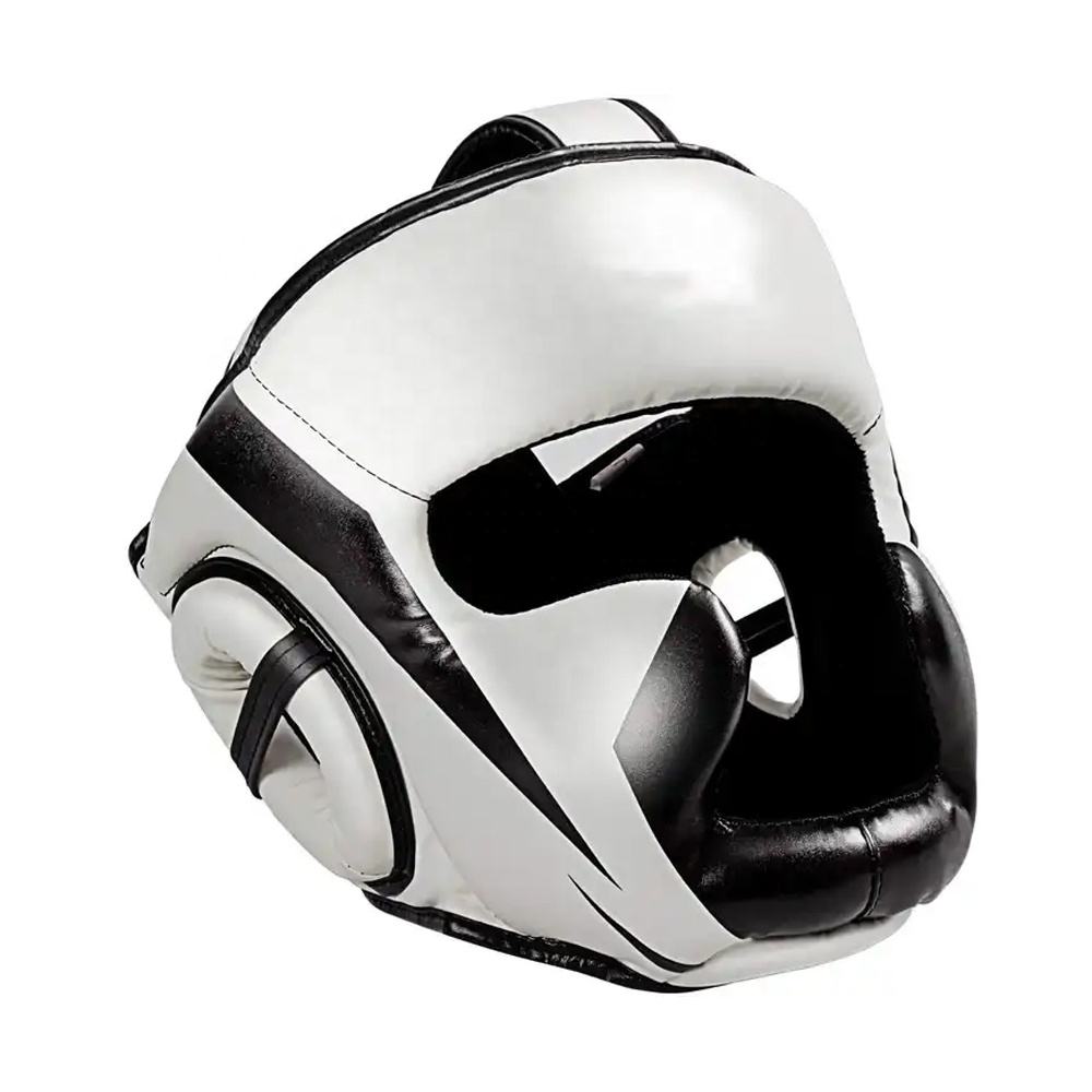 Power Punch Breathable Boxing Helmet Muay-Thai Patchwork PU Leather Training