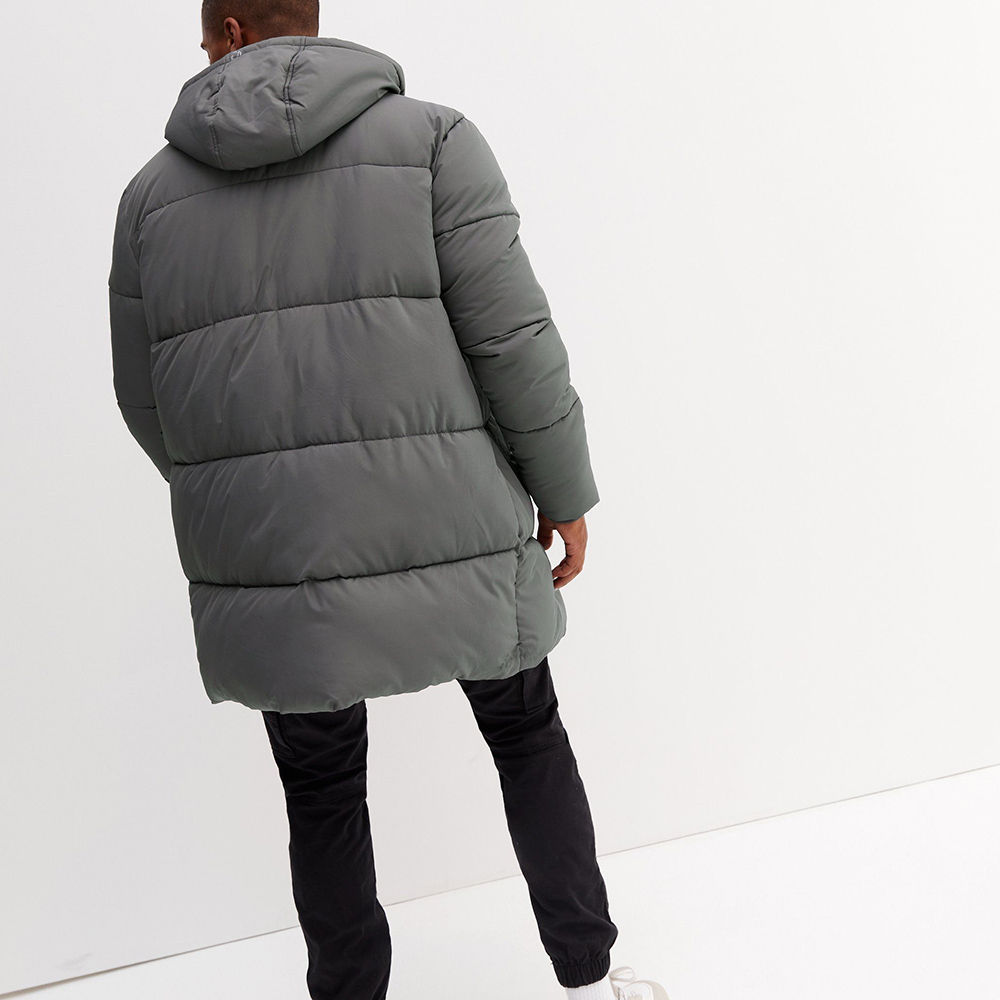 Power Punch Hot Sale Custom Polyester Men's Long Puffer Jacket Stand Collar Angle 5