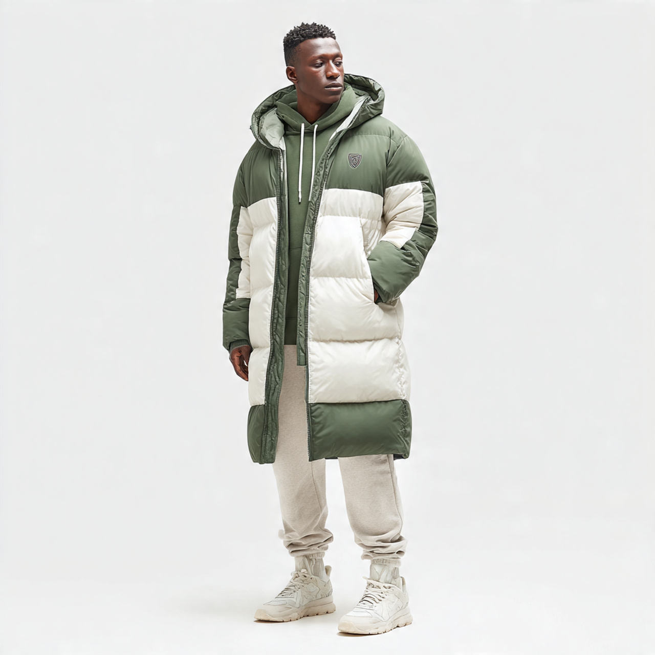 Power Punch Bubble Puffer Hooded Long Coat Jacket for Men Winter Warmth Windproof Angle 3