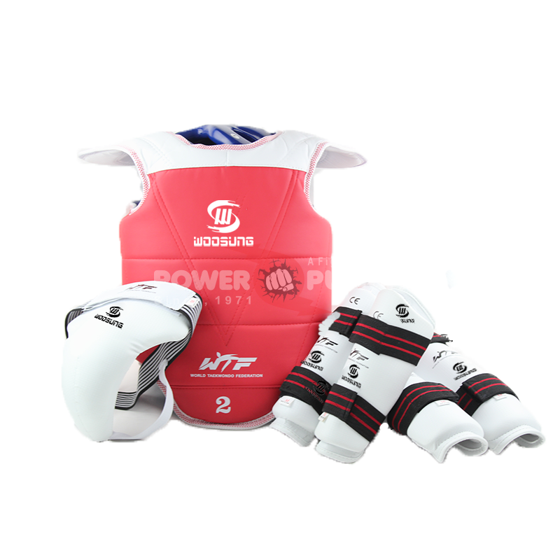 Power Punch WOOSUNG Taekwondo Equipment Five-Set Protective Protectors for Taekwondo Angle 2