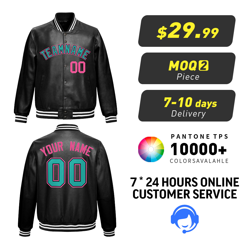 Power Punch High Quality OEM Full Leather Blank Varsity Jacket Plus Size Customizable Angle 2
