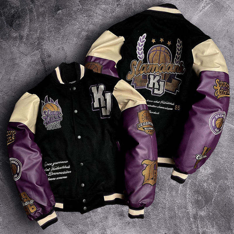 Power Punch Vintage Streetwear Winter Blank & Custom Patchwork Varsity Letterman Jacket Angle 5