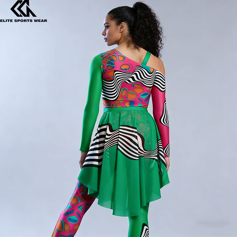 Power Punch Custom Sublimation Color Guard Uniforms Dresses Flag Corps Majorette Dance Uniform  - Angle 3