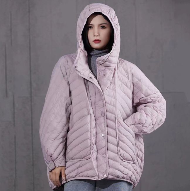 Power Punch 2025 Autumn and Winter Loose Oversized Hooded Large Pocket Down Jacket Angle 3