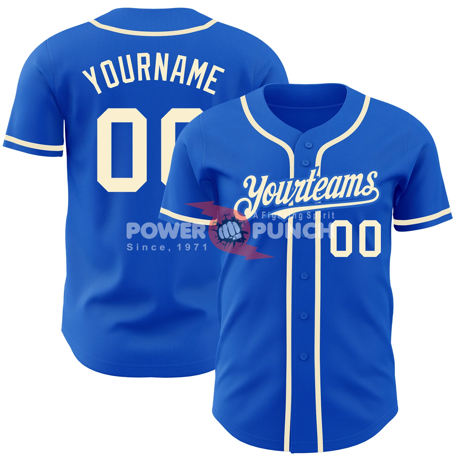Power Punch Custom Your Name Number Logo Embroidery Beisbol Adult Sublimated Button Down Baseba - Angle 3