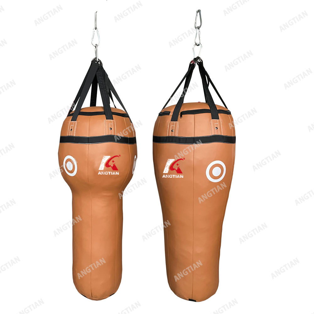 Power Punch Factory Oem Leather Uppercut Kickboxing Muay Thai Punch Bag / Matt Black Angle 2