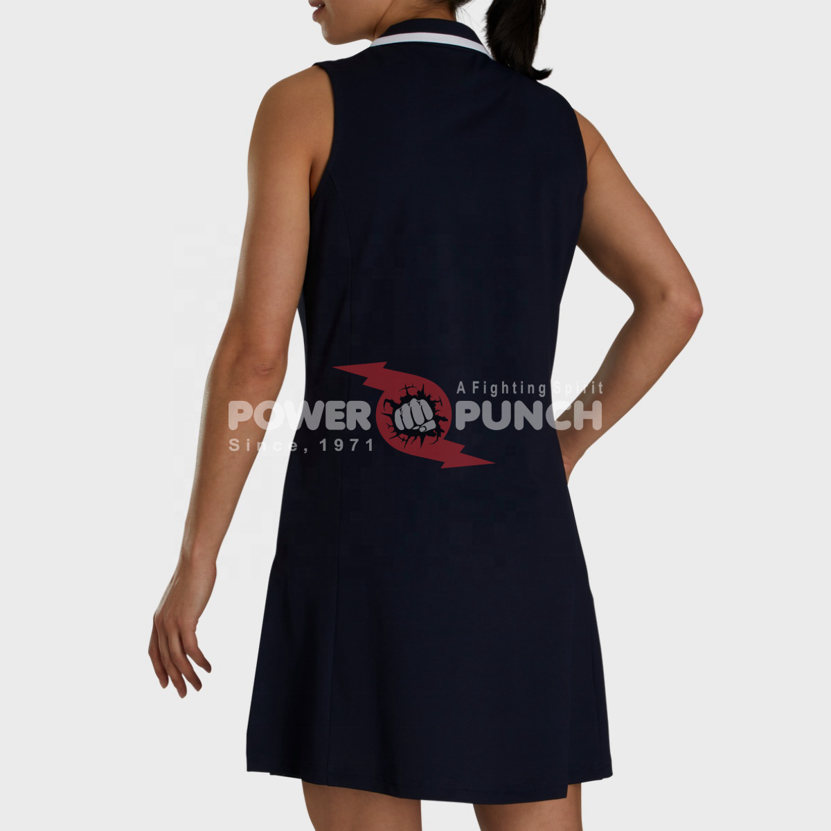 Power Punch Custom Branded Girls Tennis Team Uniforms Trendy Slim Fit Eco-Friendly 4-way Stretc - Angle 2