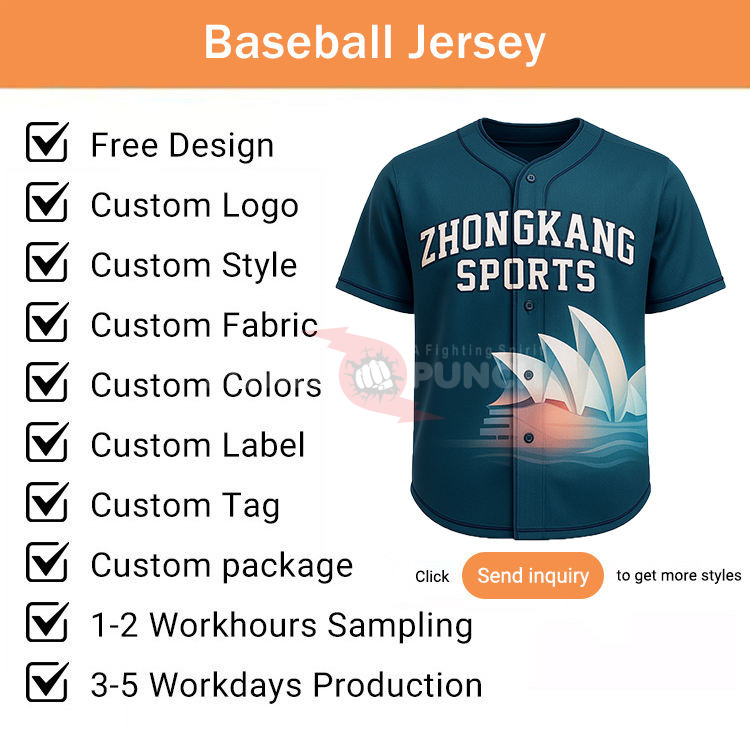 Power Punch Custom OEM Wholesale Sublimated Custom Baseball Jersey Embroidery Quick Dry Basebal - Angle 2