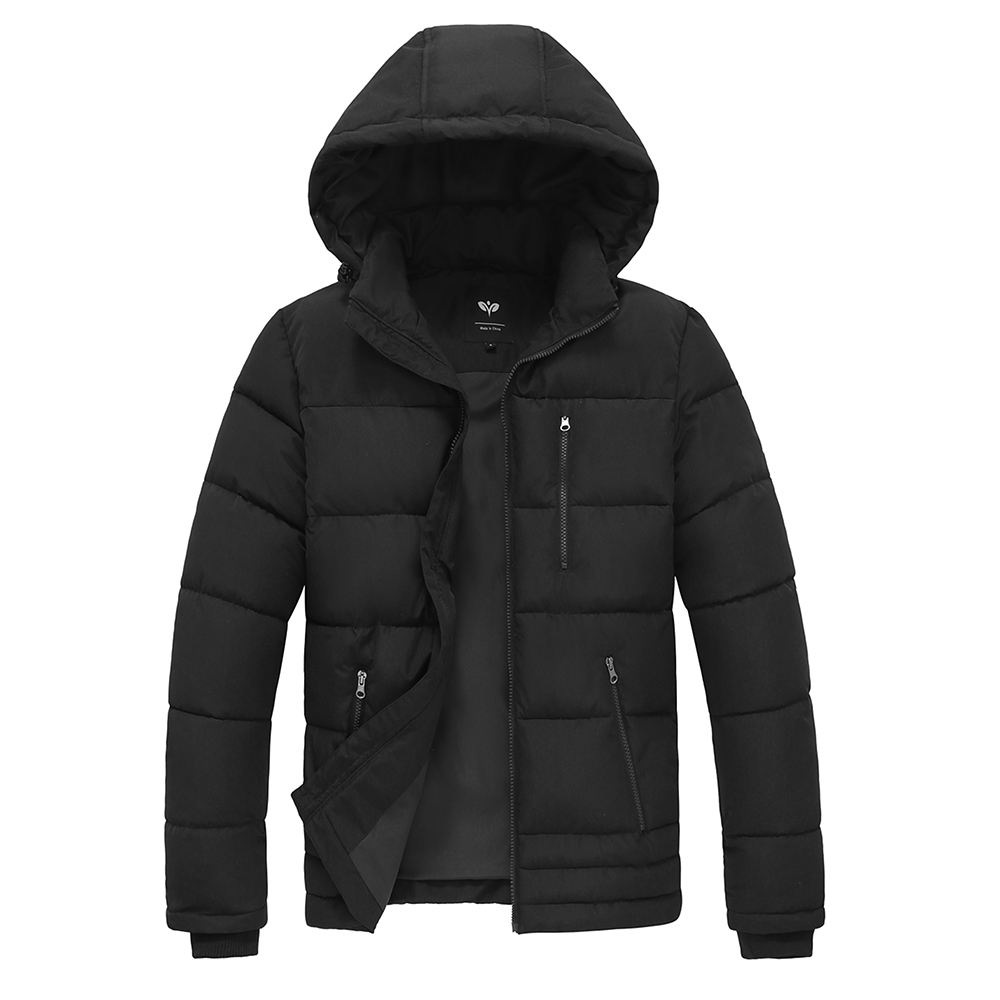 Power Punch Men's Hooded Winter Coat Warm Puffer Jacket Thicken Solid Color
