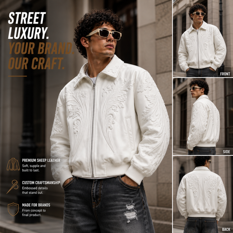 Power Punch OEM Private Label Sheep Leather Varsity Jacket Custom Logo Luxury Angle 4