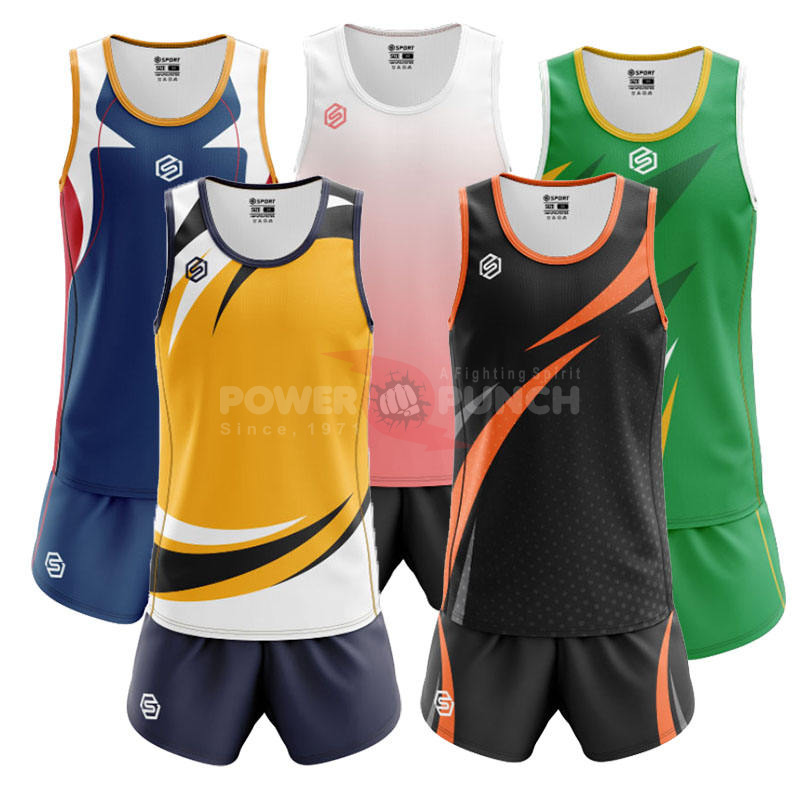 Power Punch Wholesale Custom Logo Track and Field Uniforms Sublimation Print Running Wear for T - Angle 2