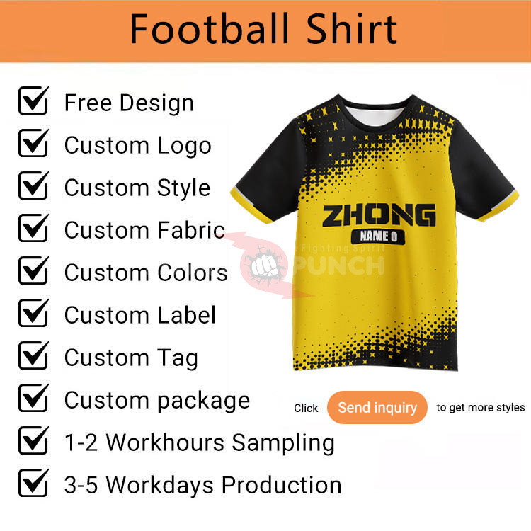 Power Punch Sublimation Maglie Da Calcio 100 Polyester Camisas De Futebol Custom Logo Soccer Je - Angle 2