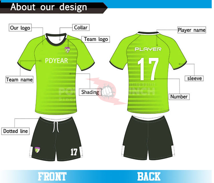 Power Punch Fashion Model Sublimated Custom logo Sports Soccer Football Uniform Jersey - Angle 3