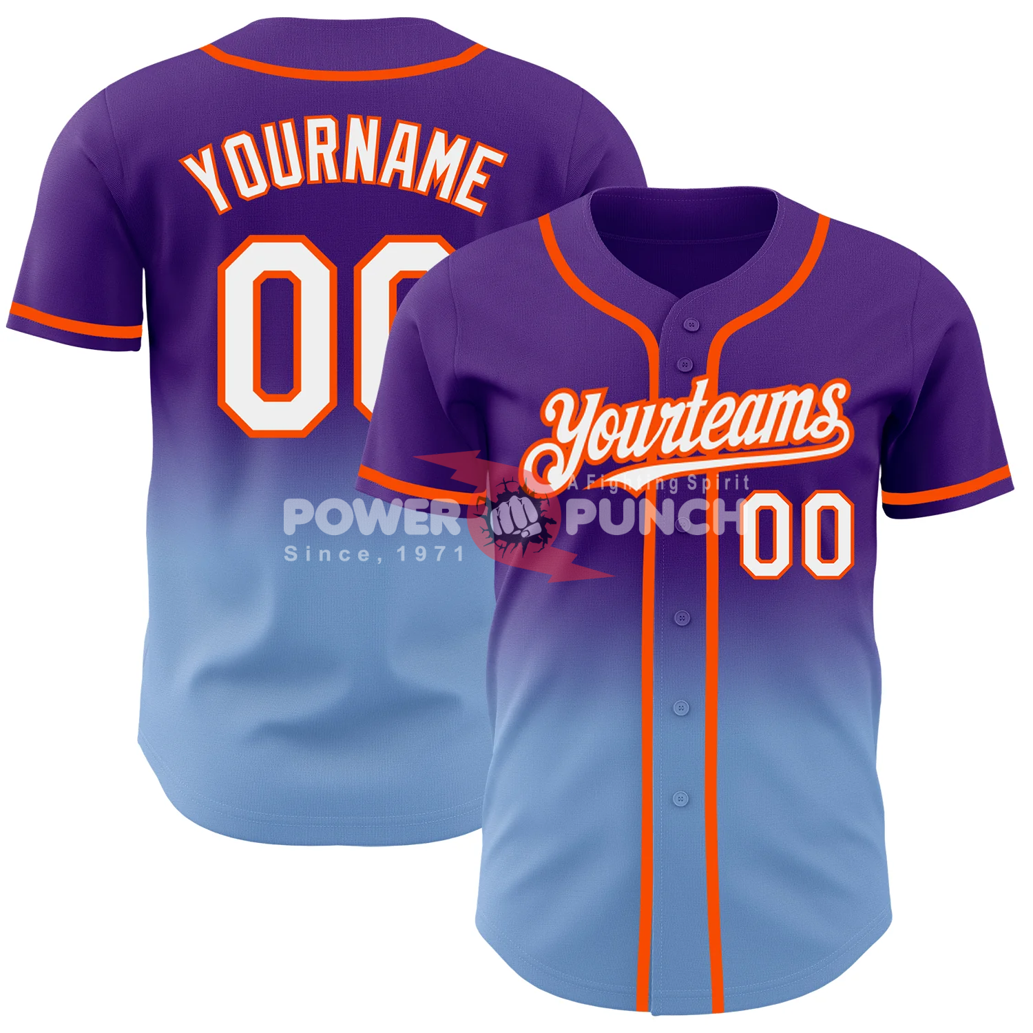 Power Punch Custom Your Name Number Logo Embroidery Beisbol Adult Sublimated Button Down Baseba - Angle 5