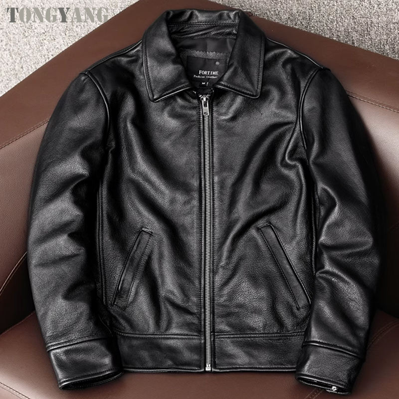 Power Punch TONGYANG New Genuine Leather Jacket Men Cowhide Sheepskin Coat Autumn