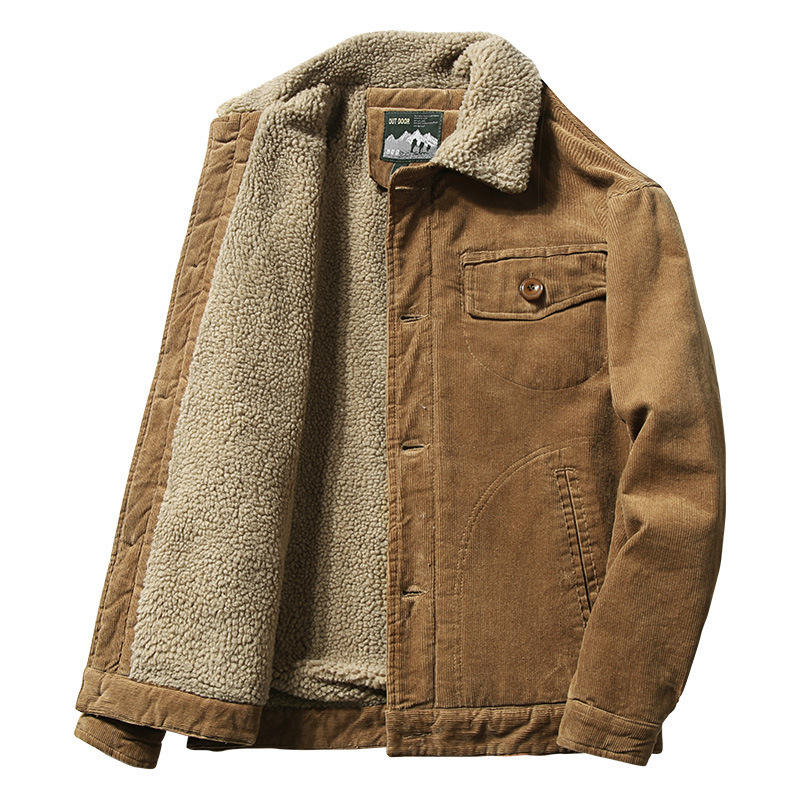 Power Punch 2022 Winter Men's Corduroy Car Jacket Wholesale Comfortable Custom Angle 2