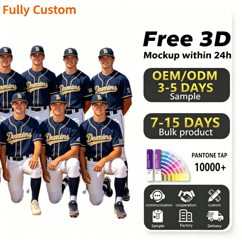 Power Punch Custom OEM Wholesale Sublimated Custom Baseball Jersey Embroidery Quick Dry Basebal