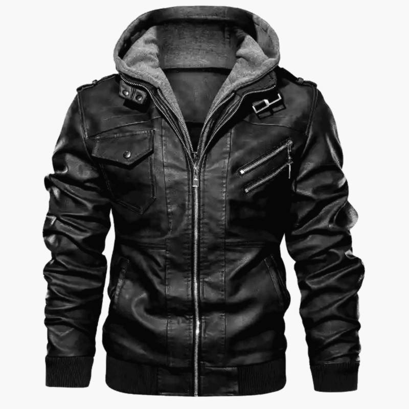 Power Punch Hot Sale Casual Fashion Men's Leather Jacket for Biker Distressed Angle 3