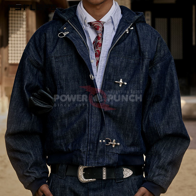 Power Punch Customized Boxy Distressed Buttons Raw Vintage Japanese Selvedge Hombre