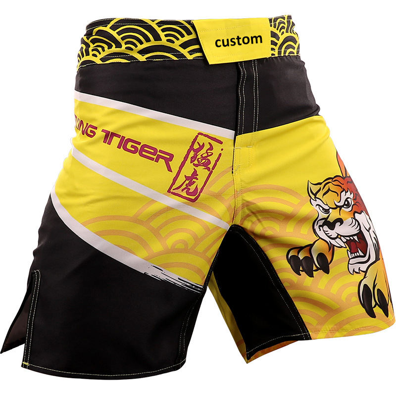 Power Punch Vibrant Contrast Trim Custom Brand Embroidered Boxing Shorts Angle 3