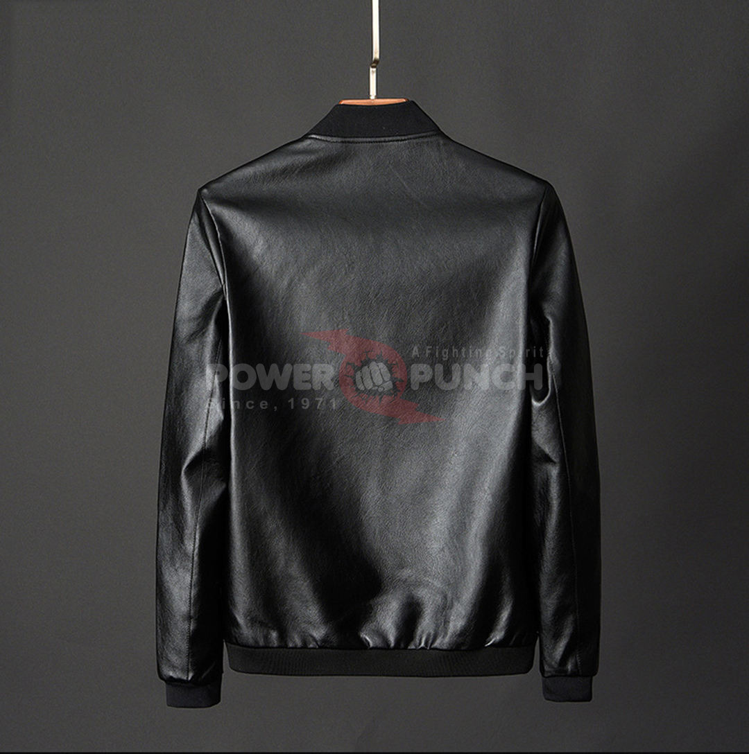 Power Punch Men's Casual Plus Size Faux Leather Jacket for Men Zip-Up Slim Fit Angle 4
