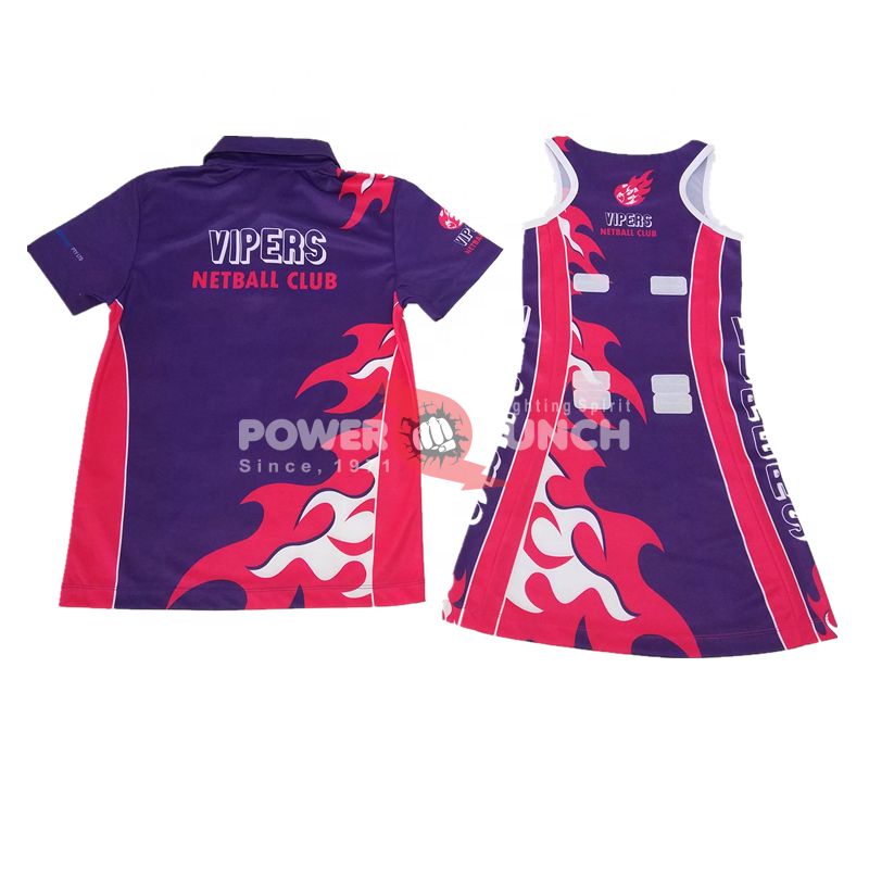 Power Punch Custom Women Tennis Clothes Female Tennis Dress Netball Skit Uniforms - Angle 3