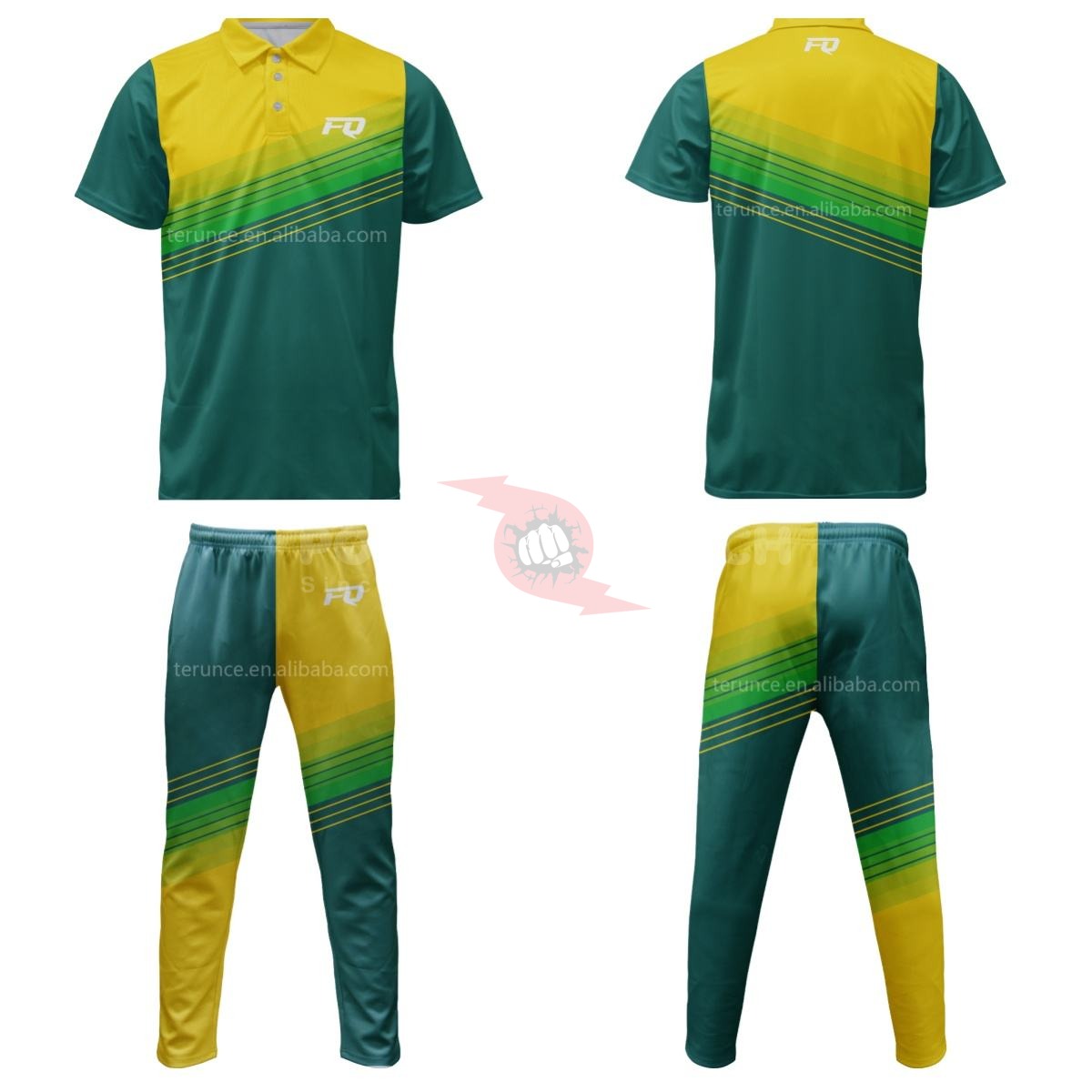 Power Punch PURE Custom Sublimation Cricket Long Sleeve Polo Shirts Wholesale Cricket Pants Jer - Angle 2
