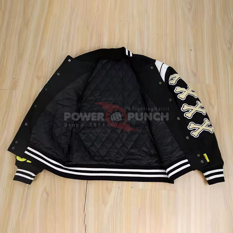 Power Punch OEM Streetwear Varsity Letterman Jacket with Custom Embroidered Patches Angle 3