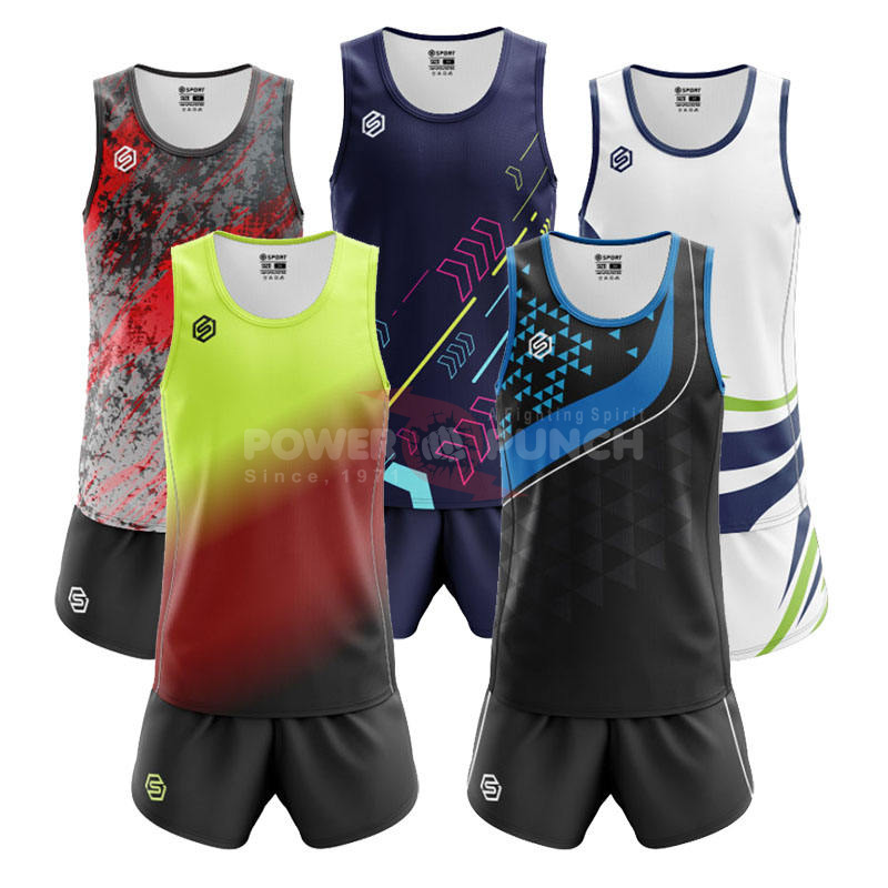 Power Punch Wholesale Custom Logo Track and Field Uniforms Sublimation Print Running Wear for T - Angle 4