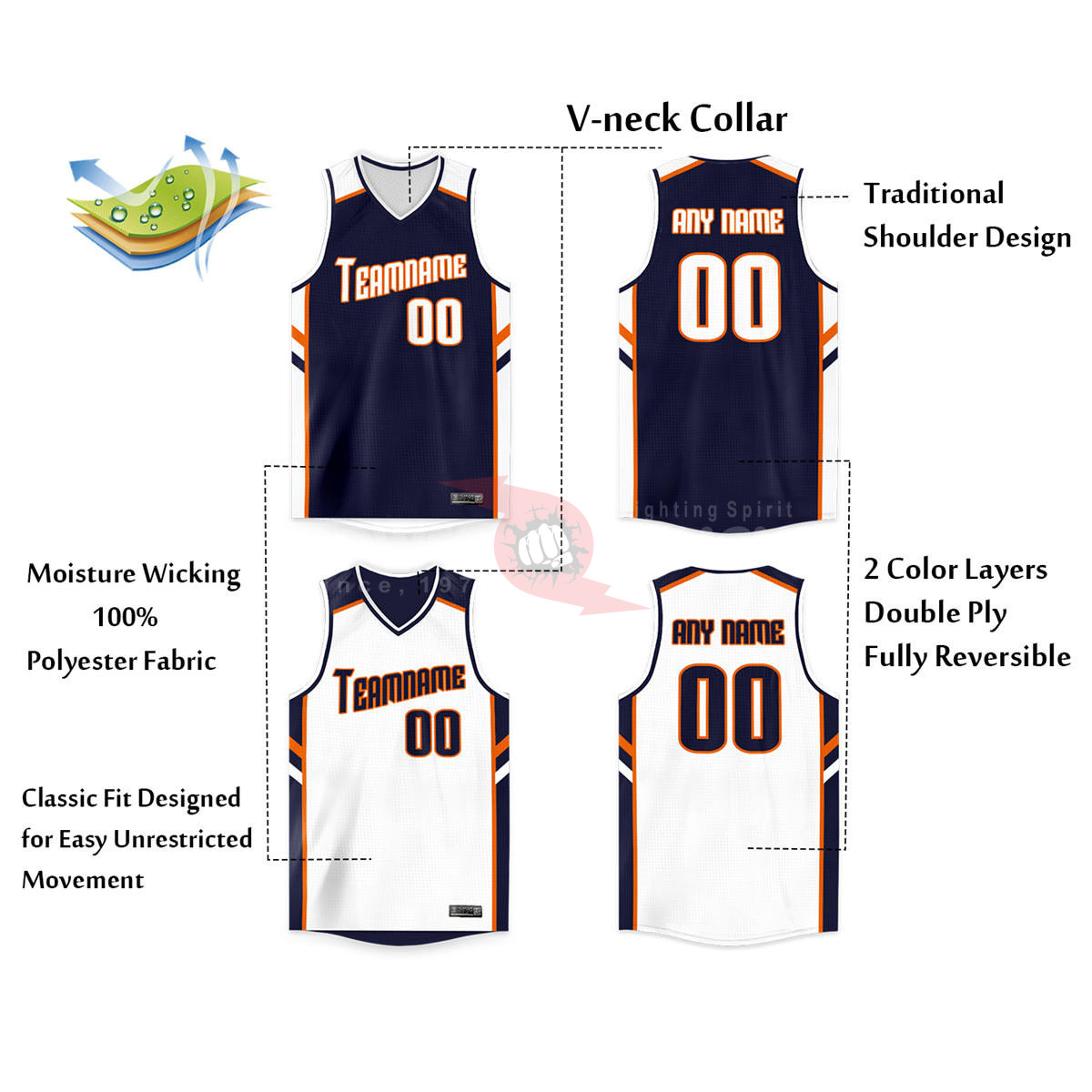 Power Punch Customize Adults Sportswear Quick Dry Wear Gym Shirts Personalized Design Durable R - Angle 5