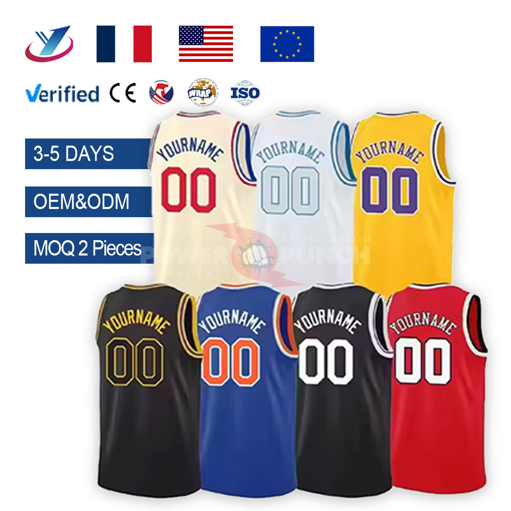 Power Punch Factory Direct Sales Customized Mesh Sublimation Basketball Jersey Fast Drying Brea