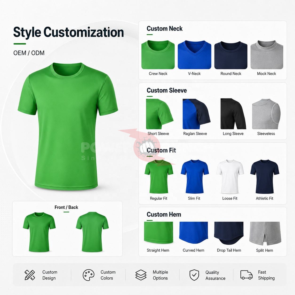 Power Punch Custom Logo T-shirt 100 Polyester Quick Dry 180g Performance Sports Gym Tee Private - Angle 4