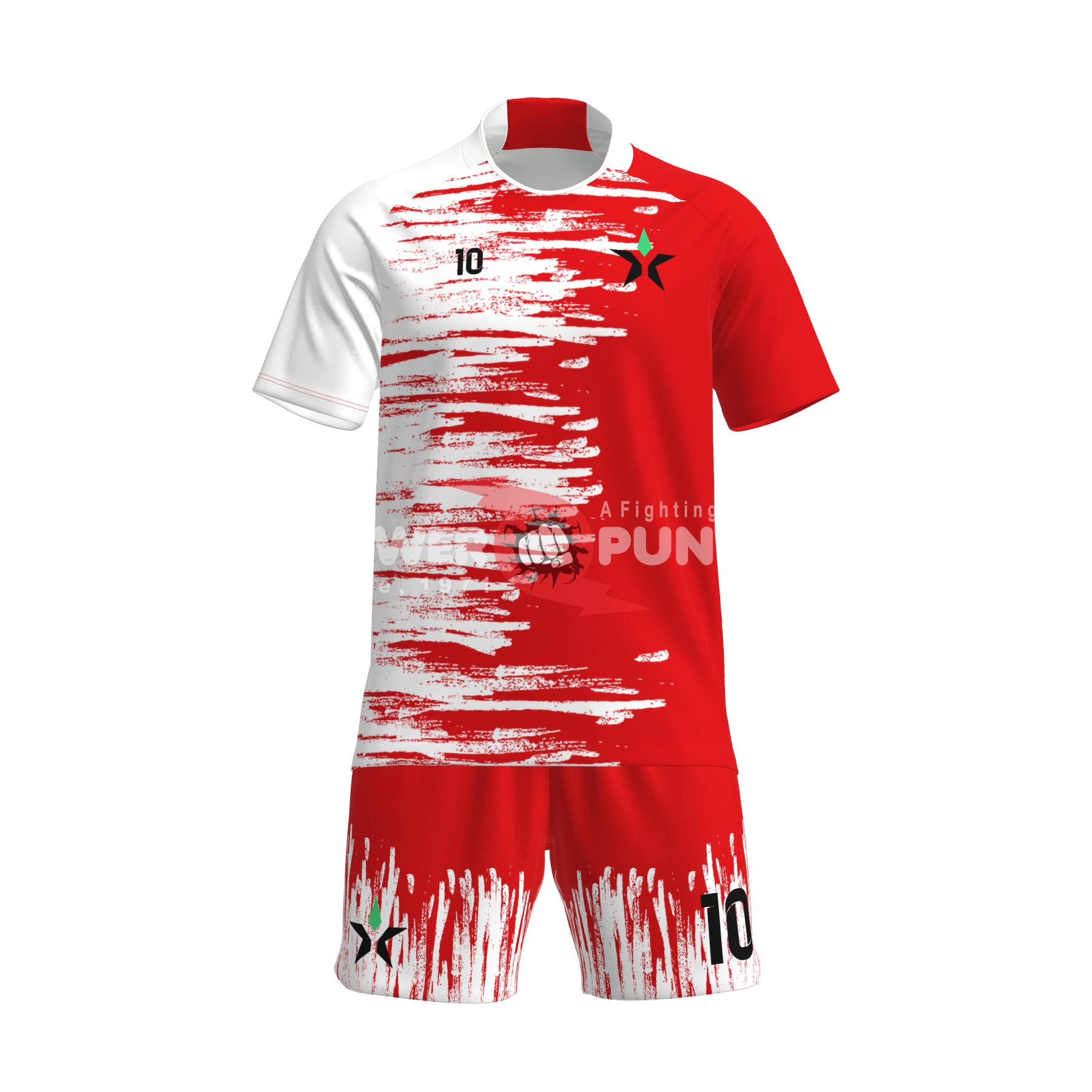 Power Punch Sublimated Football Jersey With Graphic Print Elastic Waist Short Breathable Team U - Angle 3