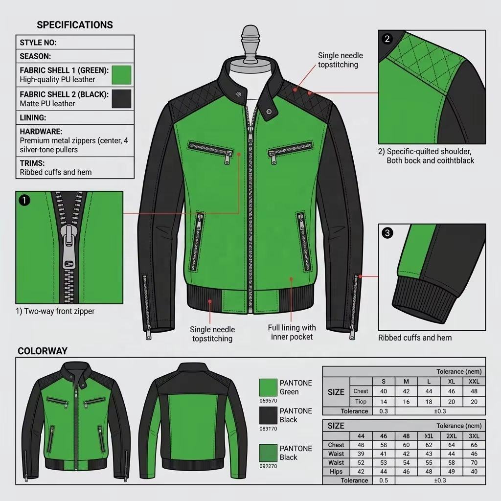 Power Punch Custom Color Block Cafe Racer Jacket OEM Top Grain Cowhide Diamond Angle 2