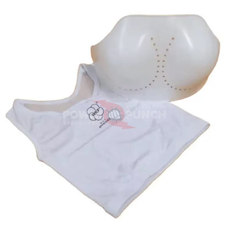 Power Punch White WKF Karate Female Chest Protector Breast Protector Angle 5