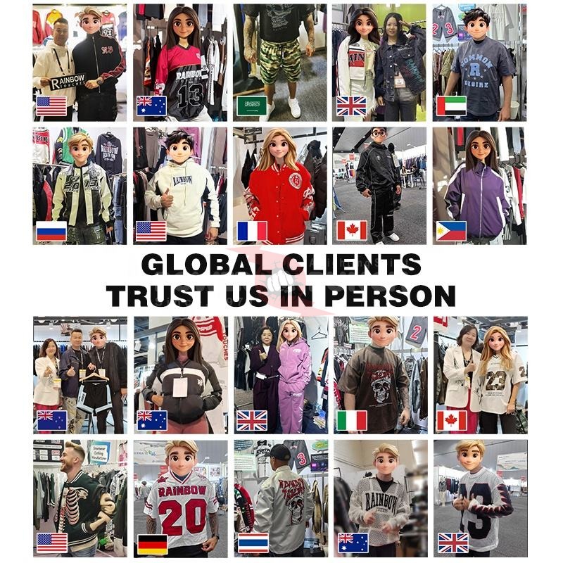Power Punch Rainbow Spray Streetwear Color-Block Varsity Jacket with Embroidered Badges Angle 4