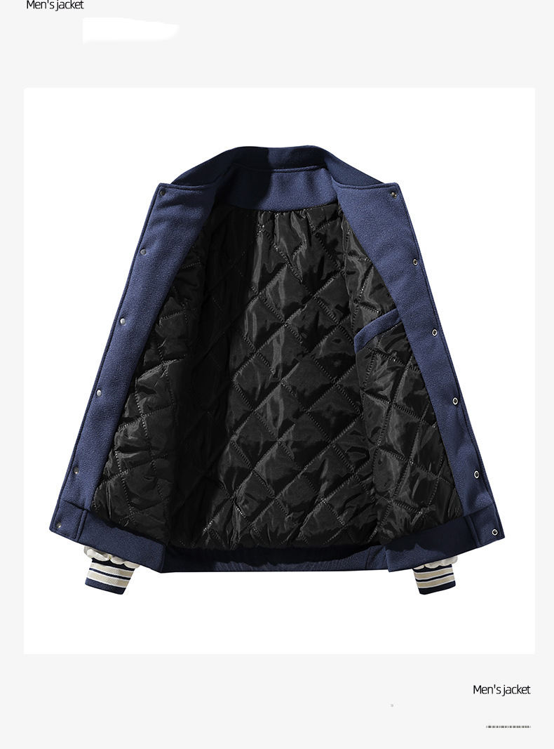 Power Punch Retro-Style Baseball Letterman Varsity Jacket with Embroidered Leather Sleeves Angle 3