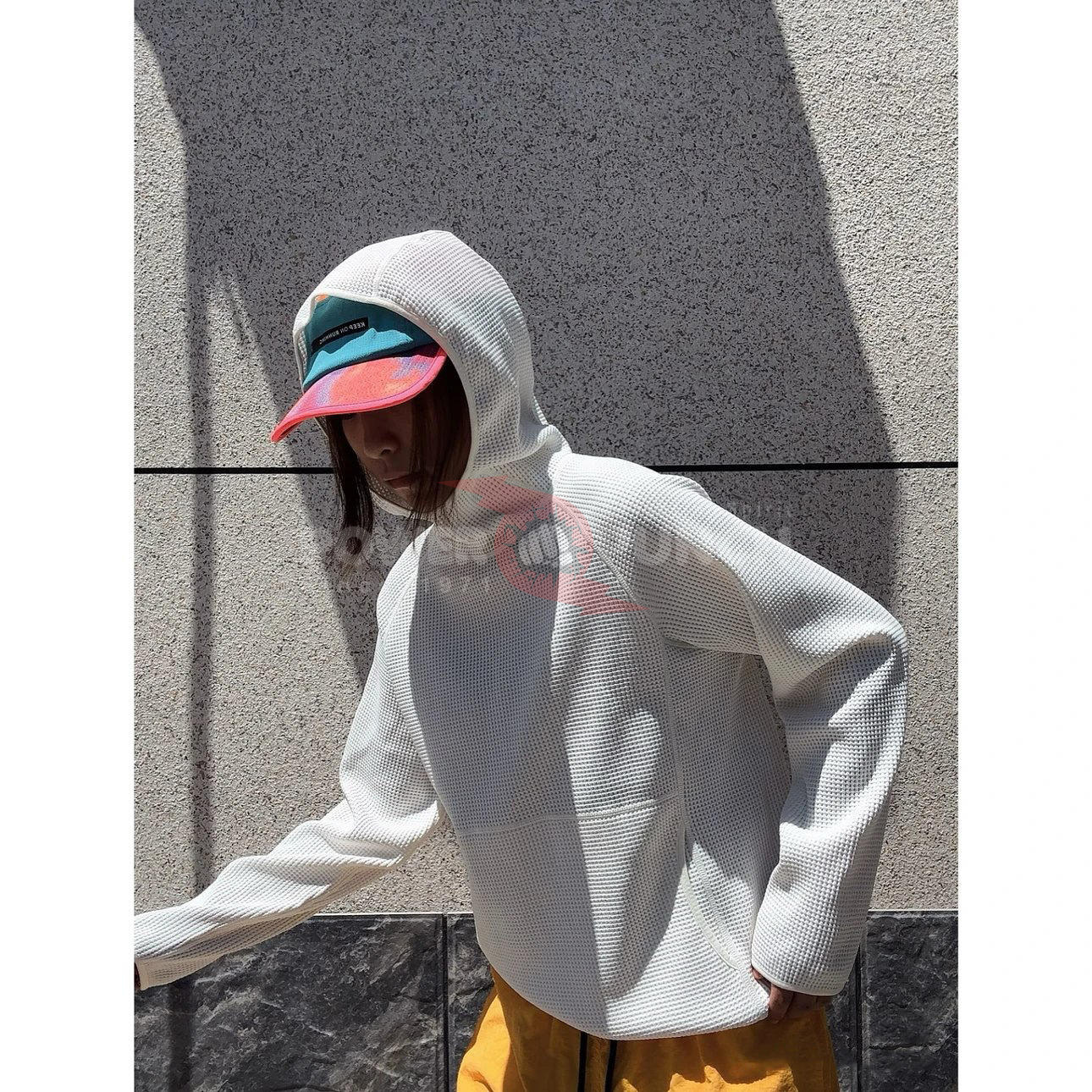 Power Punch QUICKSHOW Waffle Knit Pullover Outdoor Hoodie Fashion Activewear Solid Quick Dry Lo - Angle 2