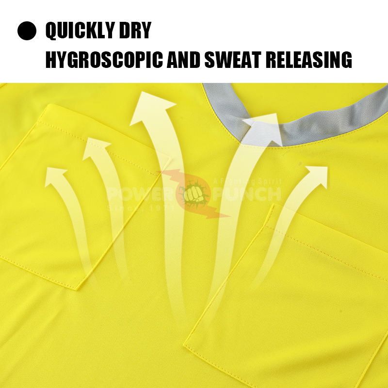 Power Punch 2022 Custom Polyester Soccer Referee Uniform High Quality Football Referee Jersey W - Angle 3