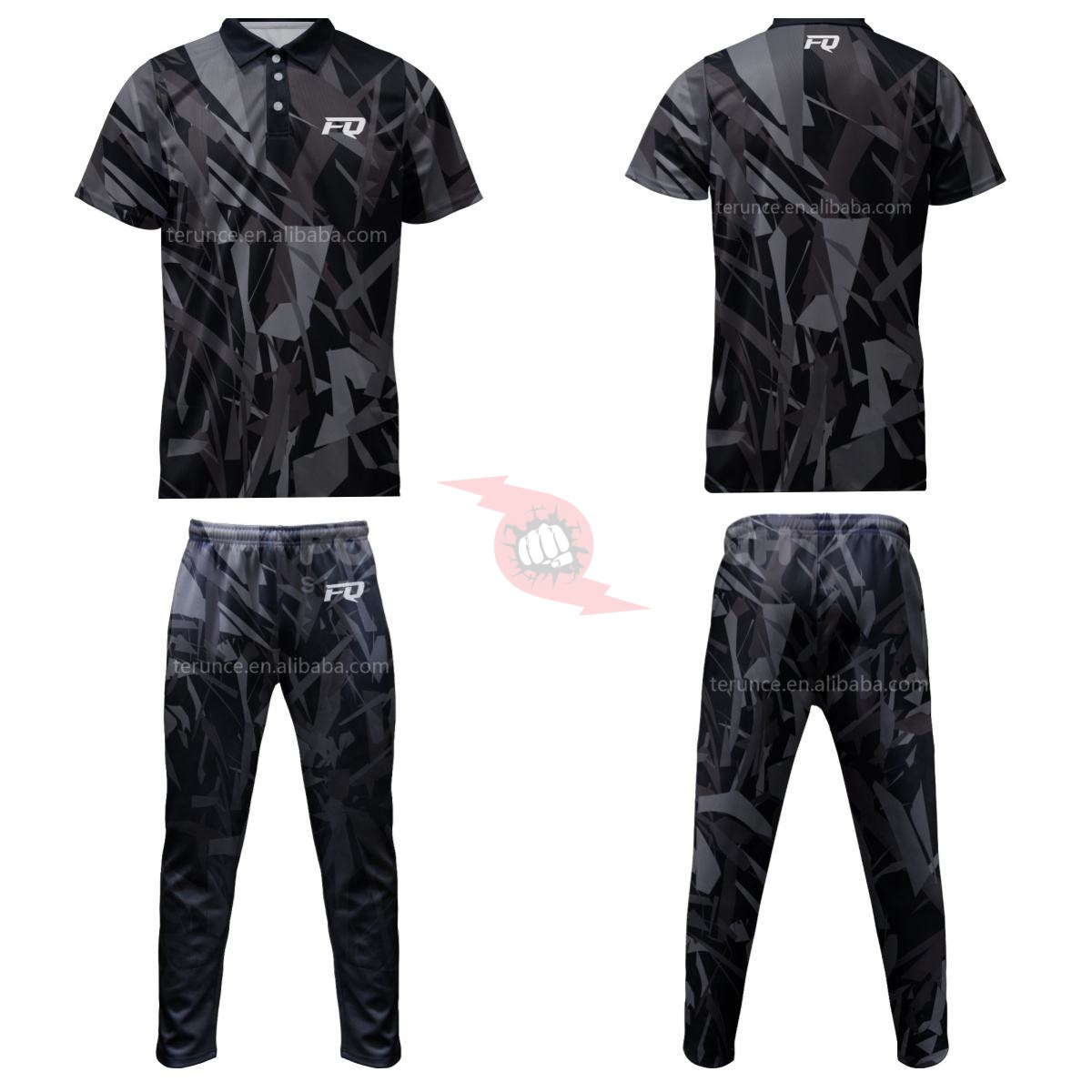 Power Punch PURE Custom Sublimation Cricket Long Sleeve Polo Shirts Wholesale Cricket Pants Jer - Angle 3
