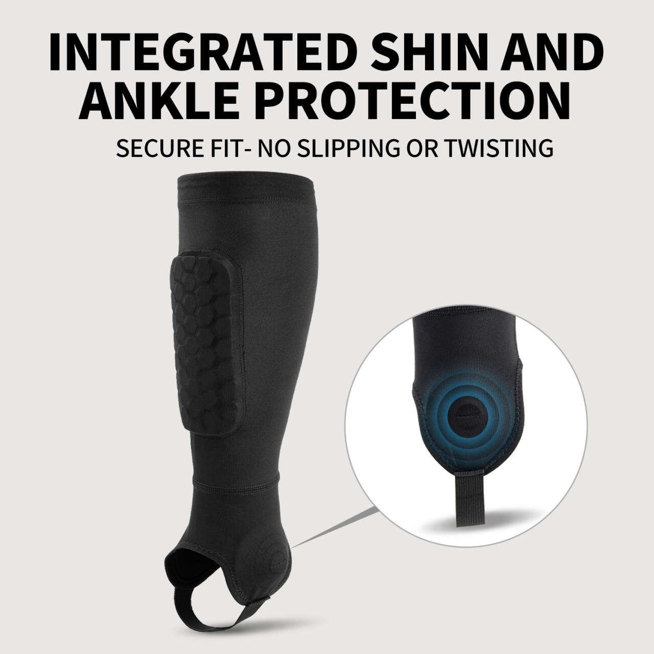 Power Punch Customizable Kid Adult Football Shin Guards Straps Sleeve Compression Angle 4