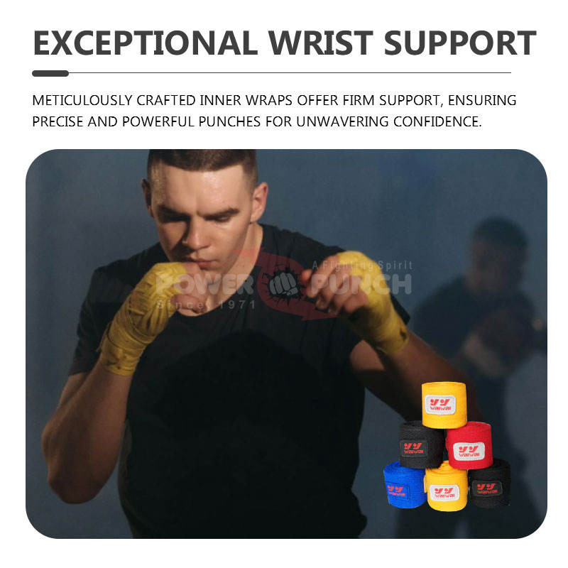 Power Punch Boxing Hand Wraps Wrist Straps Training Bandages Fitness Safety Cotton Angle 5