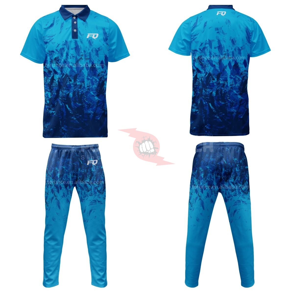 Power Punch PURE Custom Sublimation Cricket Long Sleeve Polo Shirts Wholesale Cricket Pants Jer - Angle 5