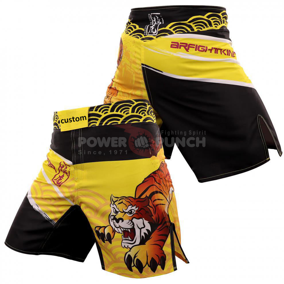 Power Punch Vibrant Contrast Trim Custom Brand Embroidered Boxing Shorts Angle 4