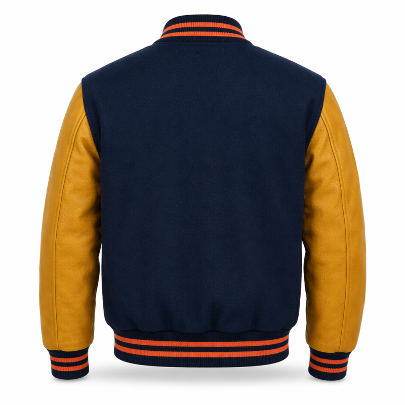 Power Punch Vintage Wool Blend Letterman Baseball Jacket with Chenille Crest Patches Angle 2