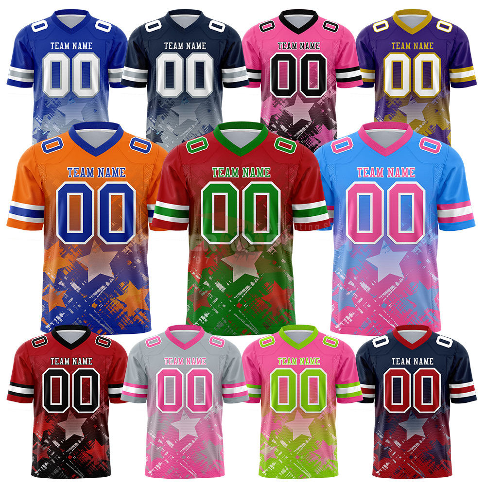 Power Punch Wholesale Retro American Football T-Shirts Personalized Breathable Quick Dry Star G - Angle 2