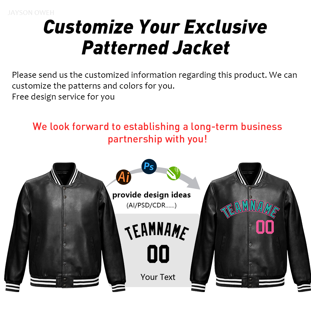Power Punch High Quality OEM Full Leather Blank Varsity Jacket Plus Size Customizable Angle 5