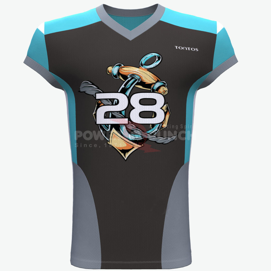 Power Punch Professional Vintage Style American Football Uniforms Soccer Jerseys Long Sleeve Sh - Angle 5