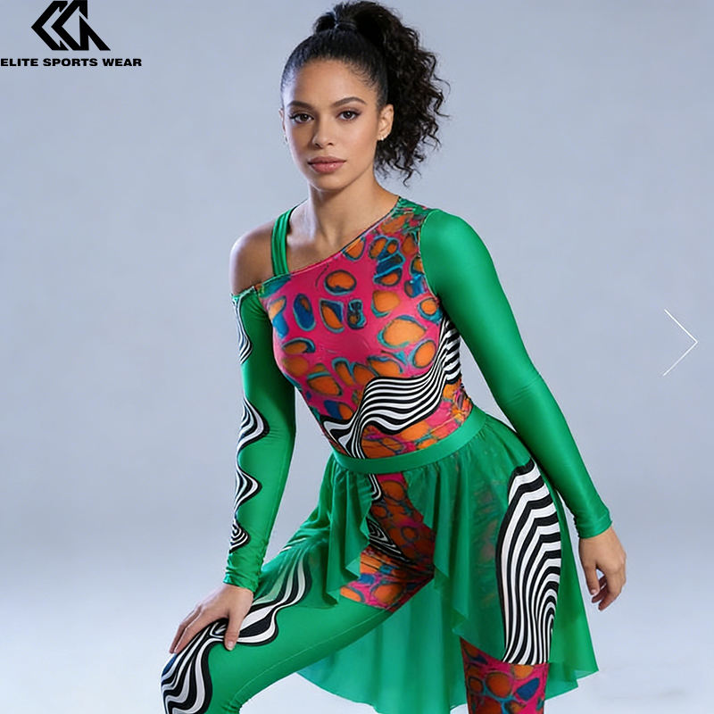 Power Punch Custom Sublimation Color Guard Uniforms Dresses Flag Corps Majorette Dance Uniform